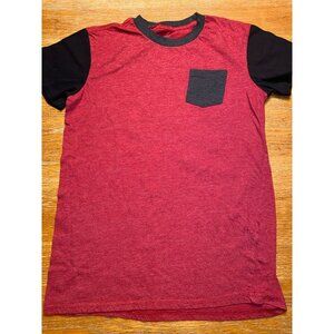 Heather Red & Black Mens T-Shirt With Chest Pocket